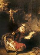 Rembrandt van rijn The Sacred Family with angeles oil painting reproduction
